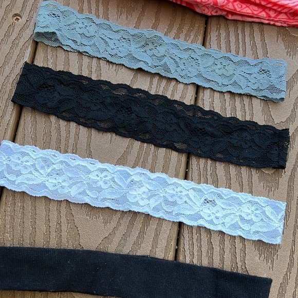 Bundle/9 headbands, red paisley,faux leather/jeans/pnk geo/3 lace,tiedye,brn/blk - Picture 3 of 5